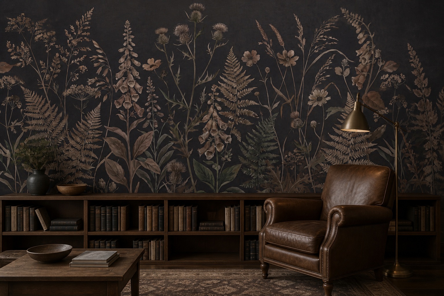 Neutral Stone Texture Painterly Wallpaper Mural Library-wallpaper-murals, Peel-and-stick Finish