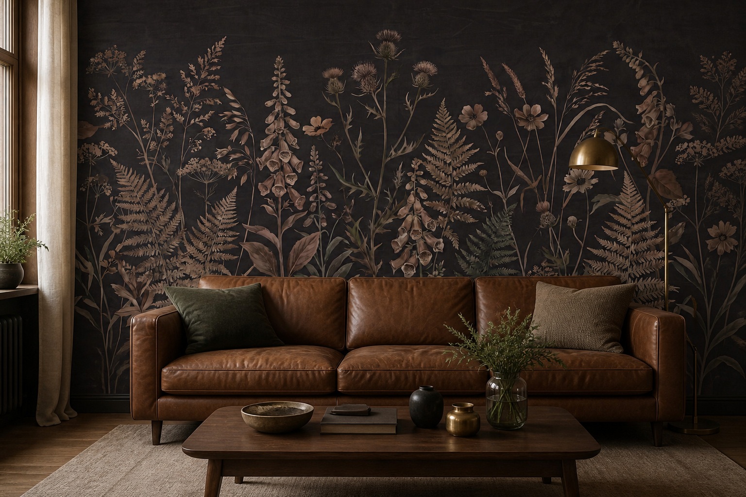 Neutral Stone Texture Painterly Wallpaper Mural Living-room-wallpaper-murals, Shown In A Living Room, Peel-and-stick Finish