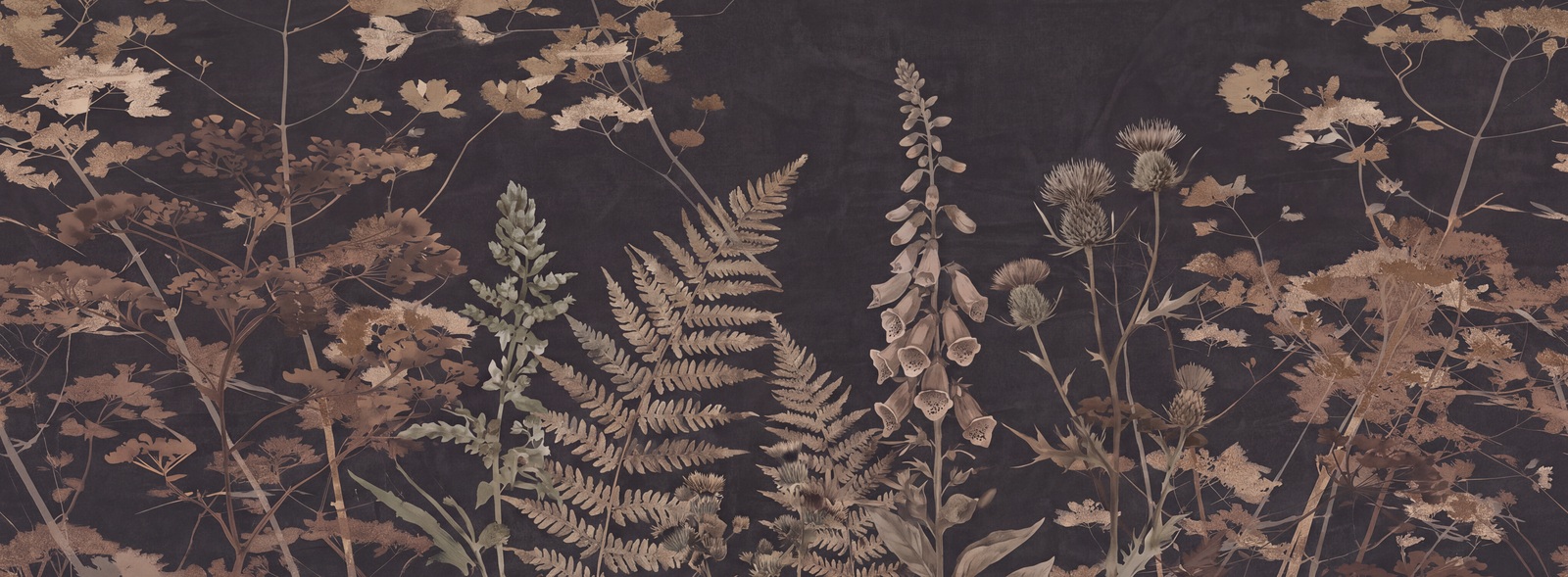 Beige Layered Jungle Foliage Wallpaper Mural Accent-wall-wallpaper-murals, Peel-and-stick Finish