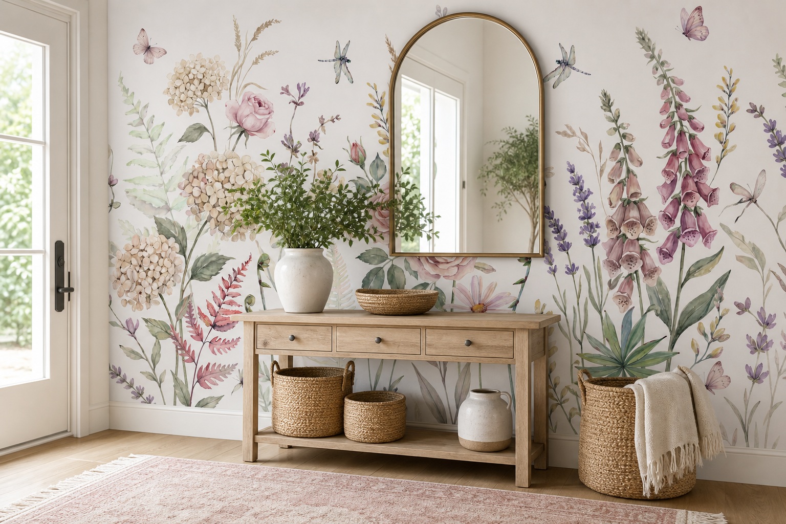 Neutral Abstract Forms Wallpaper Mural Layered Decorative Marks Entryway-wallpaper-murals, Peel-and-stick Finish