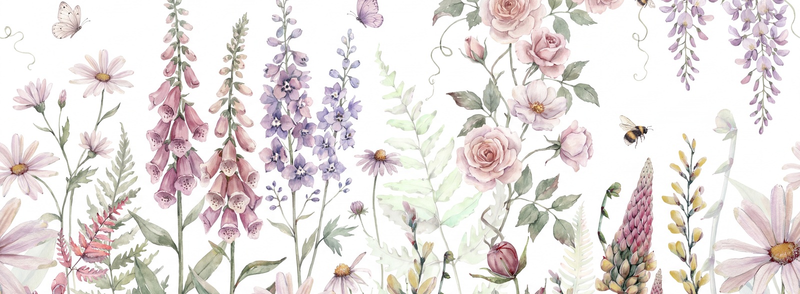 Red And Sage Green Floral Patterning Wallpaper Mural Accent-wall-wallpaper-murals, Peel-and-stick Finish