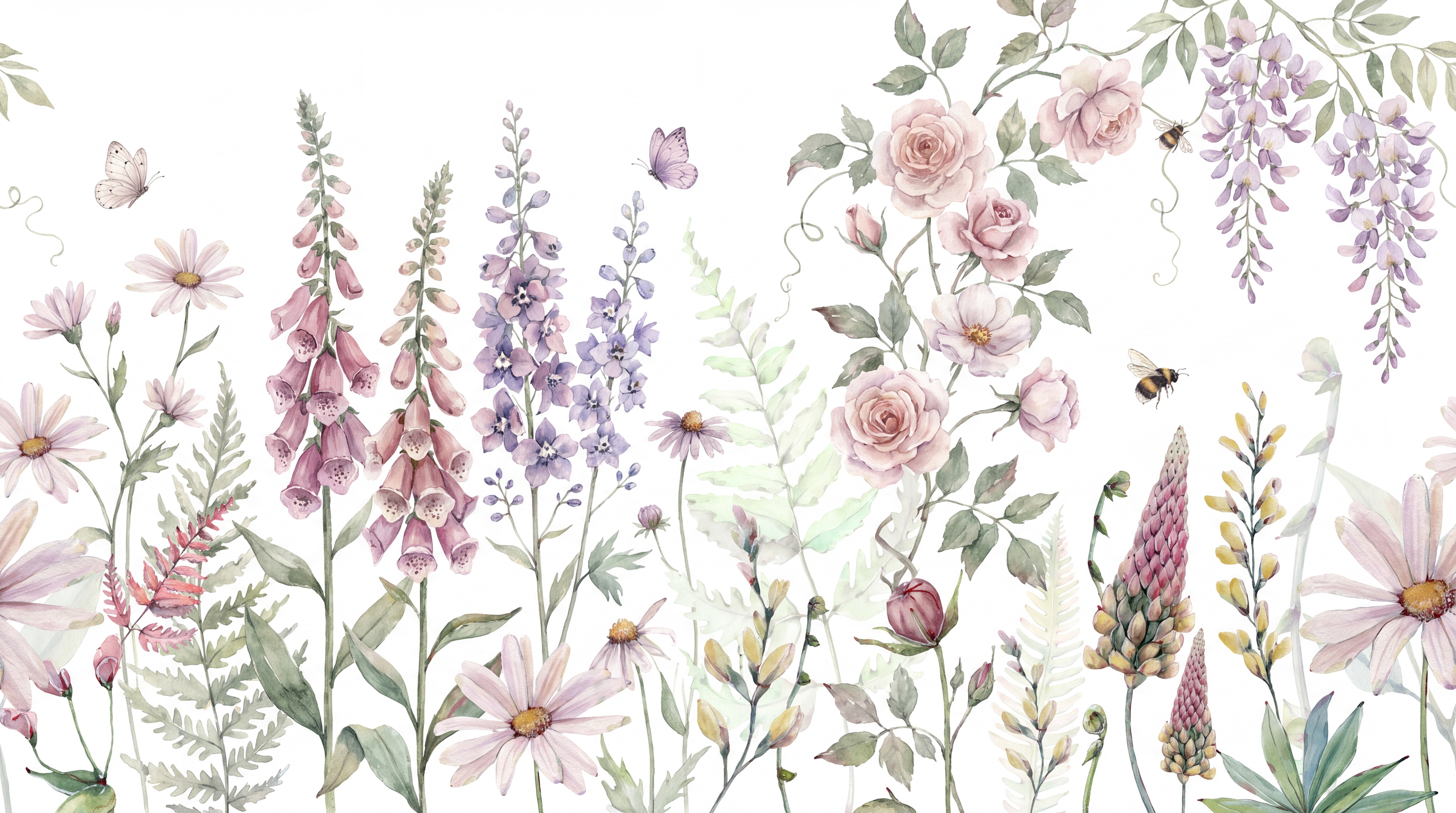 Red And Sage Green Floral Patterning Wallpaper Mural, Peel-and-stick Finish