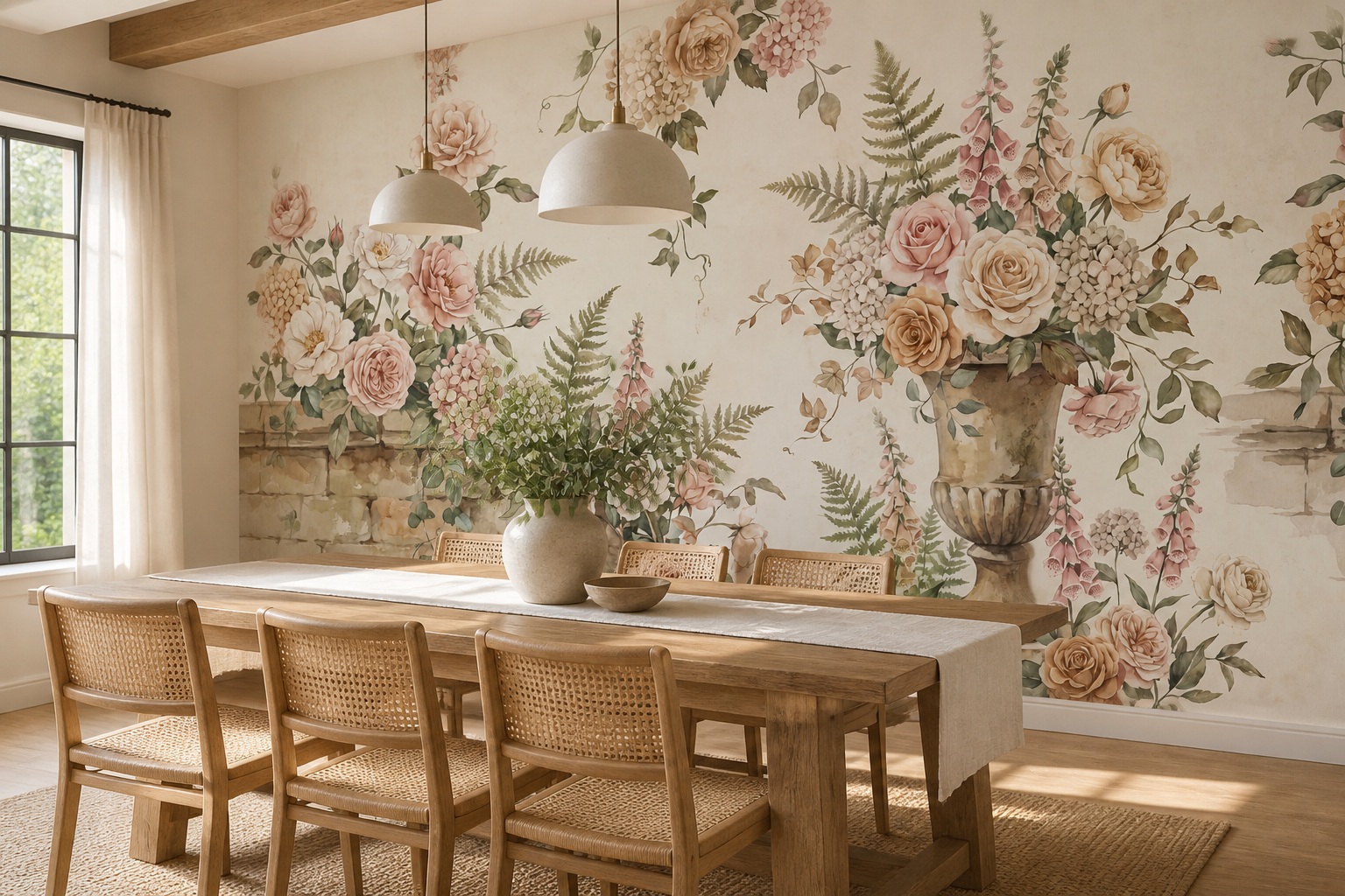 Neutral Abstract Forms Wallpaper Mural Layered Balanced Forms Wallpaper Dining-room-wallpaper-murals, Peel-and-stick Finish