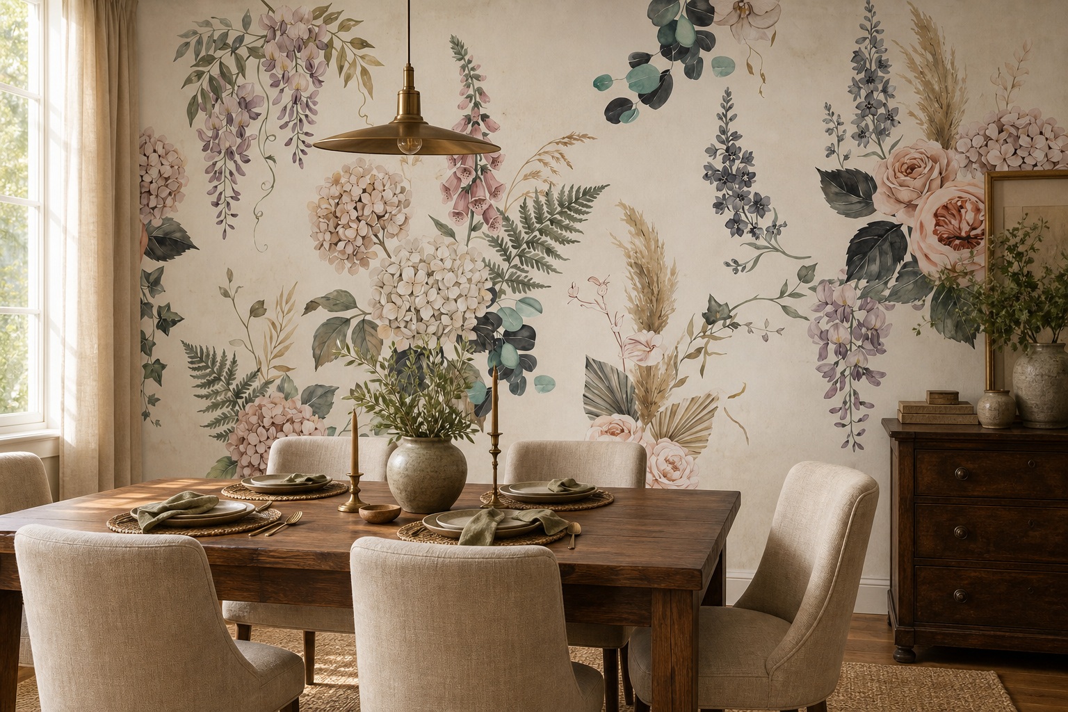 Botanical or Landscape Mural Wallpaper: Which Should You Choose? — wallpaper mural design preview, peel-and-stick finish