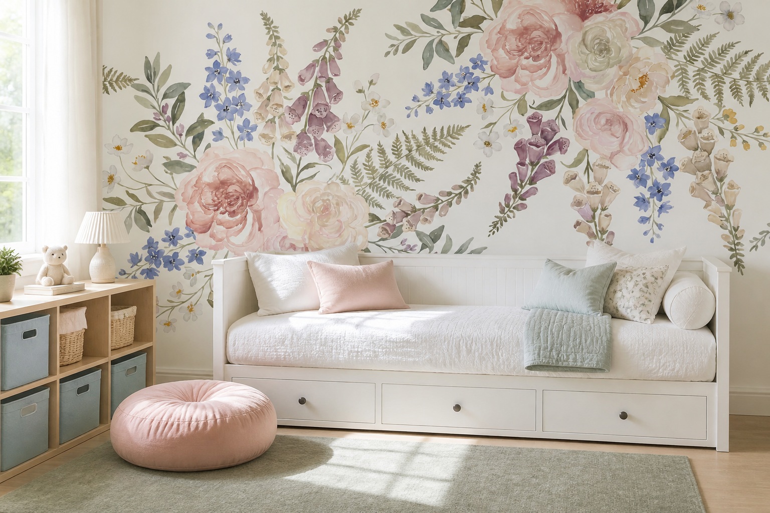 Red And Neutral Decorative Patterning Wallpaper Linear Wallpaper Mural Accent-wall-wallpaper-murals, Peel-and-stick Finish
