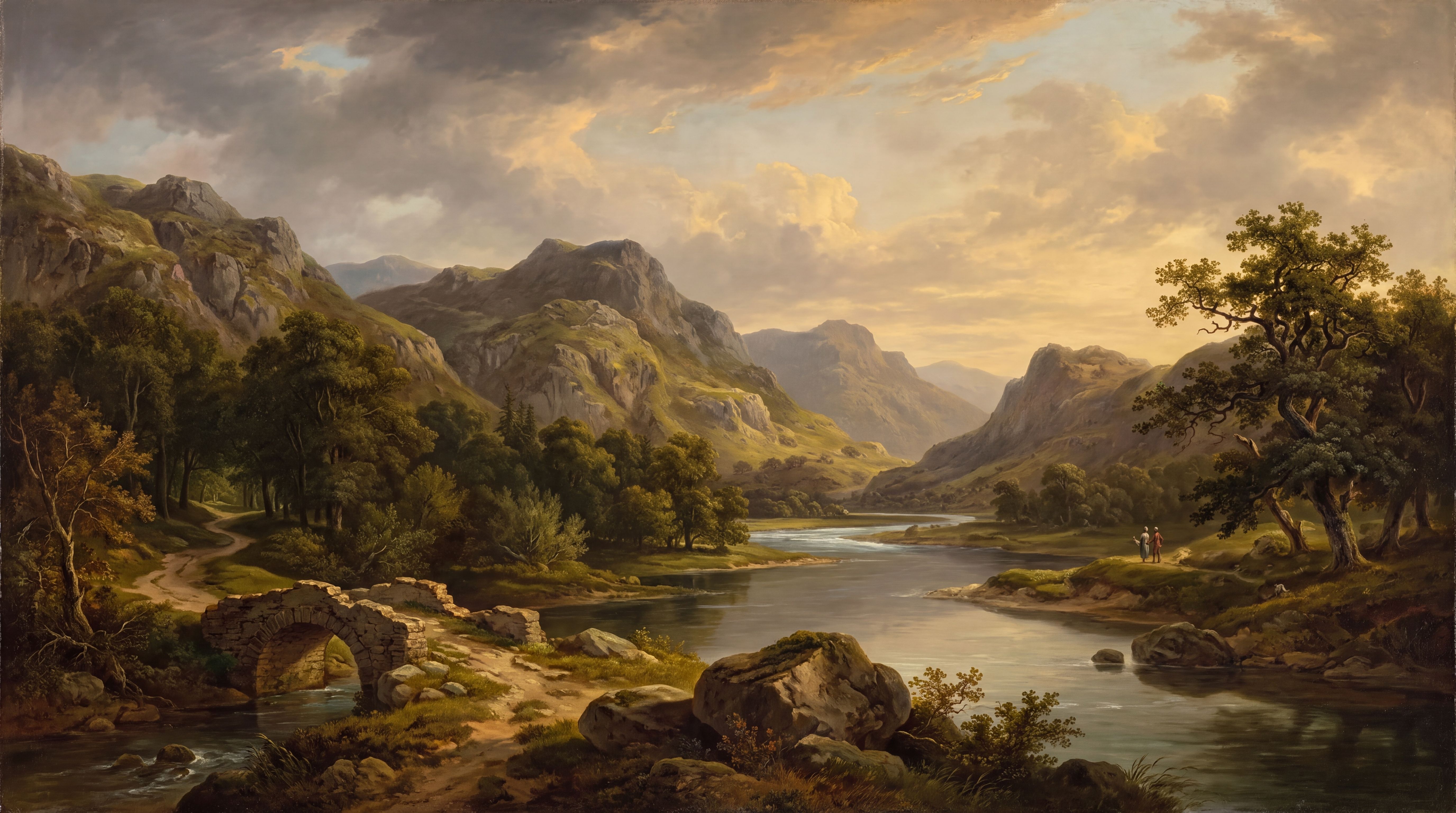 Gold A Lakeside View Wallpaper Mural, Peel-and-stick Finish