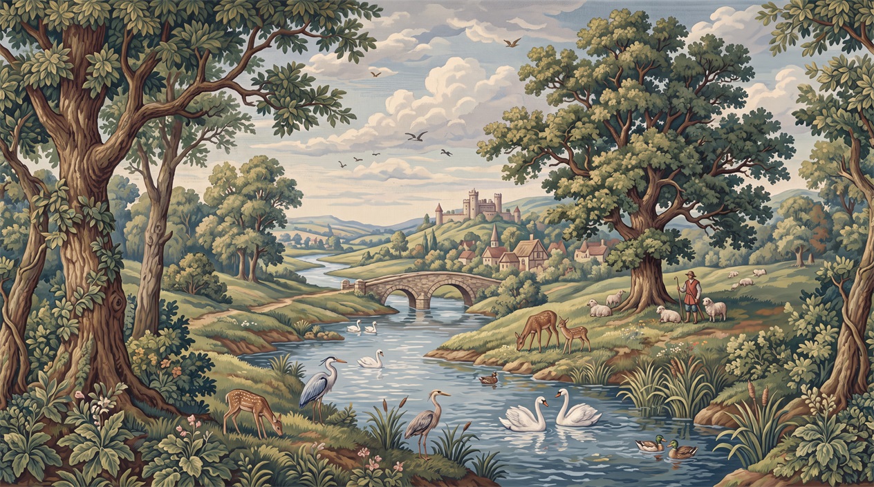 Green Deer Wallpaper Mural, Peel-and-stick Finish