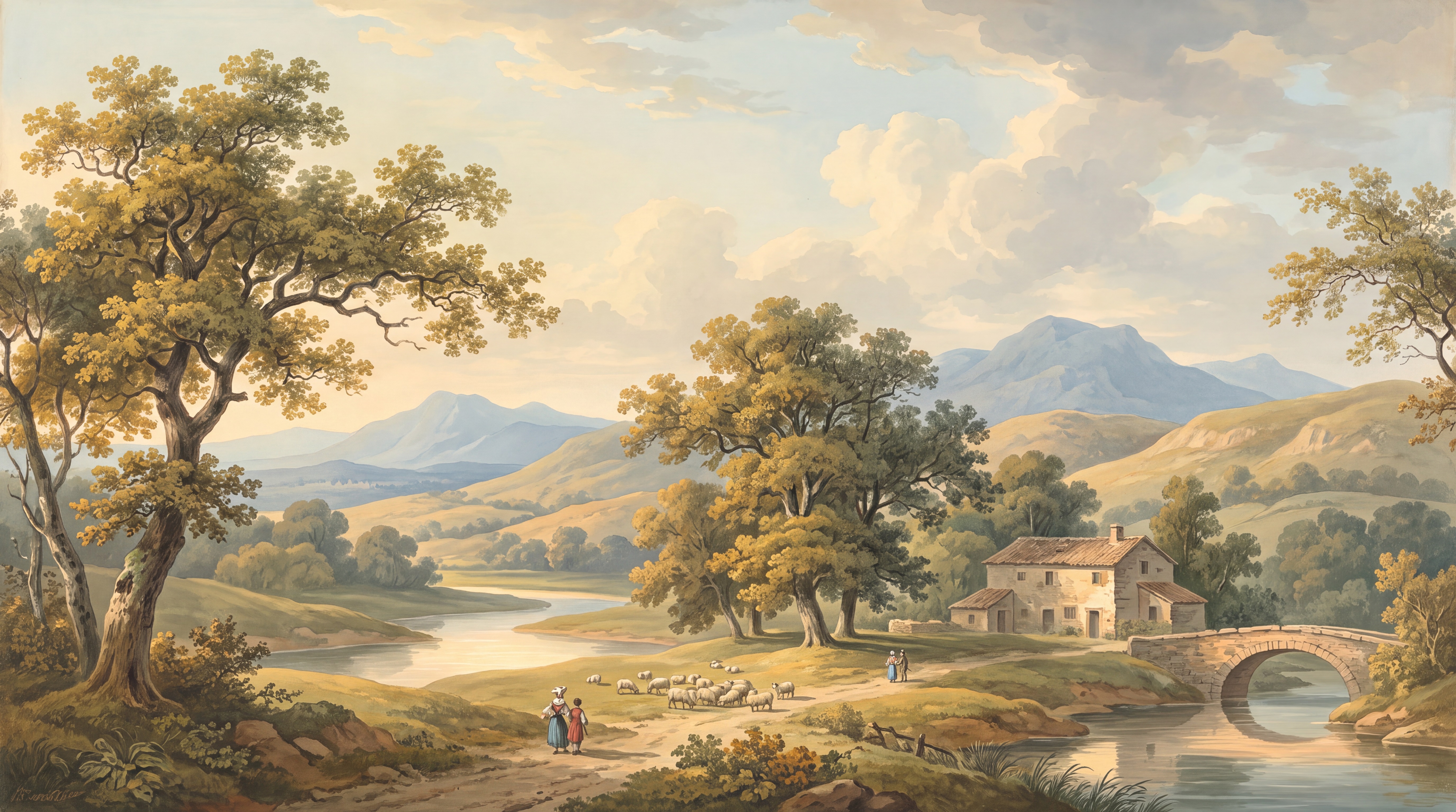 Gold A Layered Landscape Wallpaper Mural, Peel-and-stick Finish