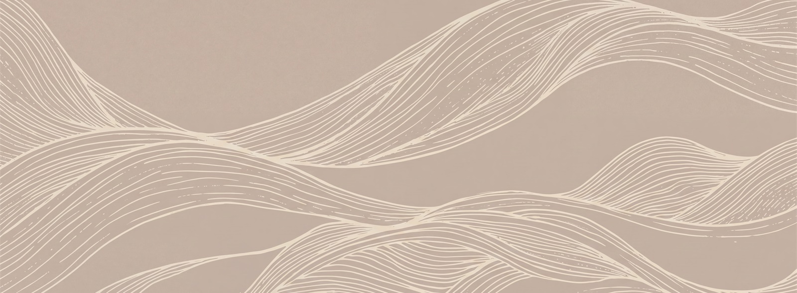 Minimal Ivory Wave Lines On Beige Wallpaper Mural — Wallpaper Mural Design, Peel-and-stick Finish