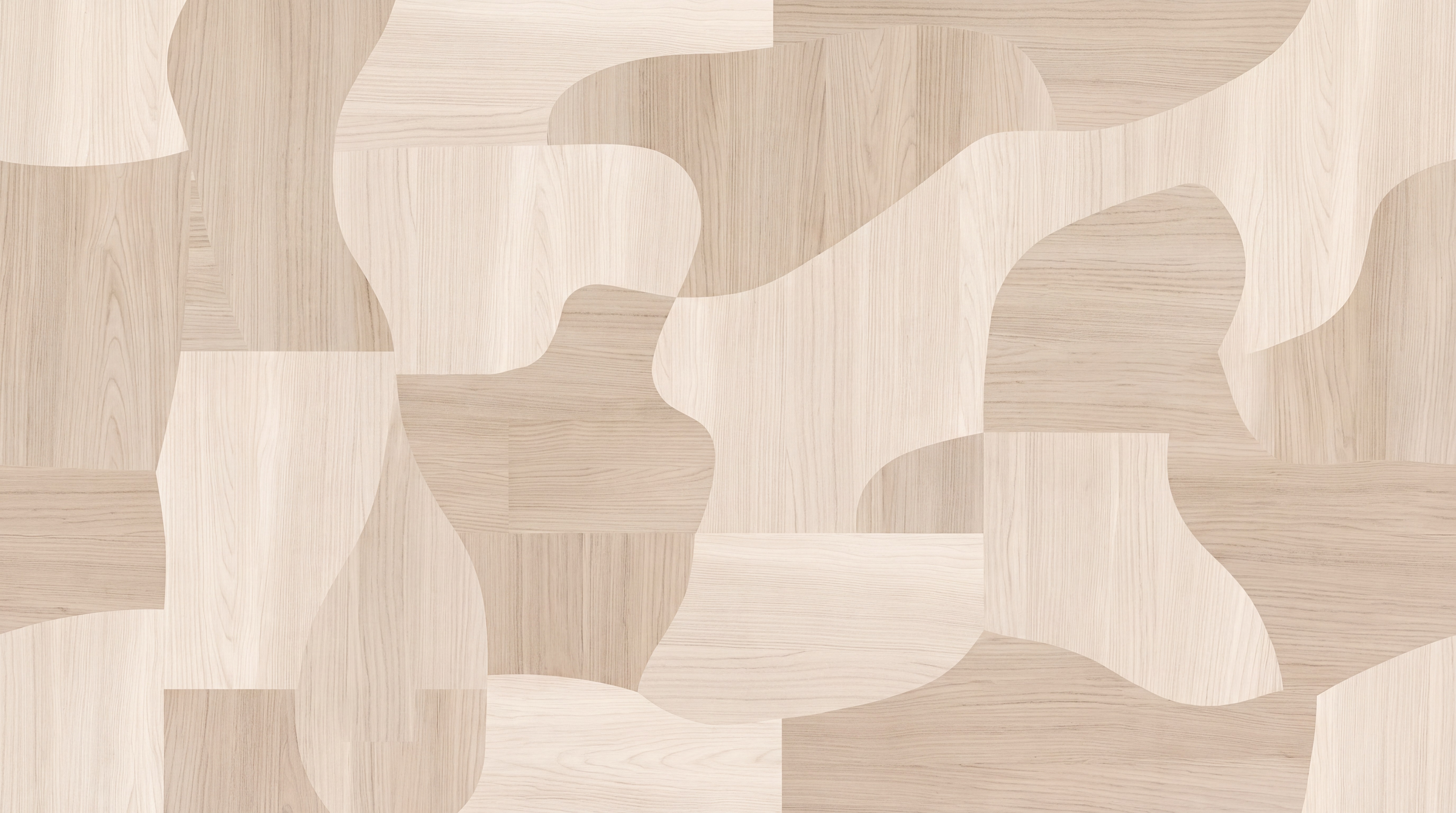 Beige Abstract Forms Wood Wallpaper Mural Accent-wall-wallpaper-murals, Peel-and-stick Finish