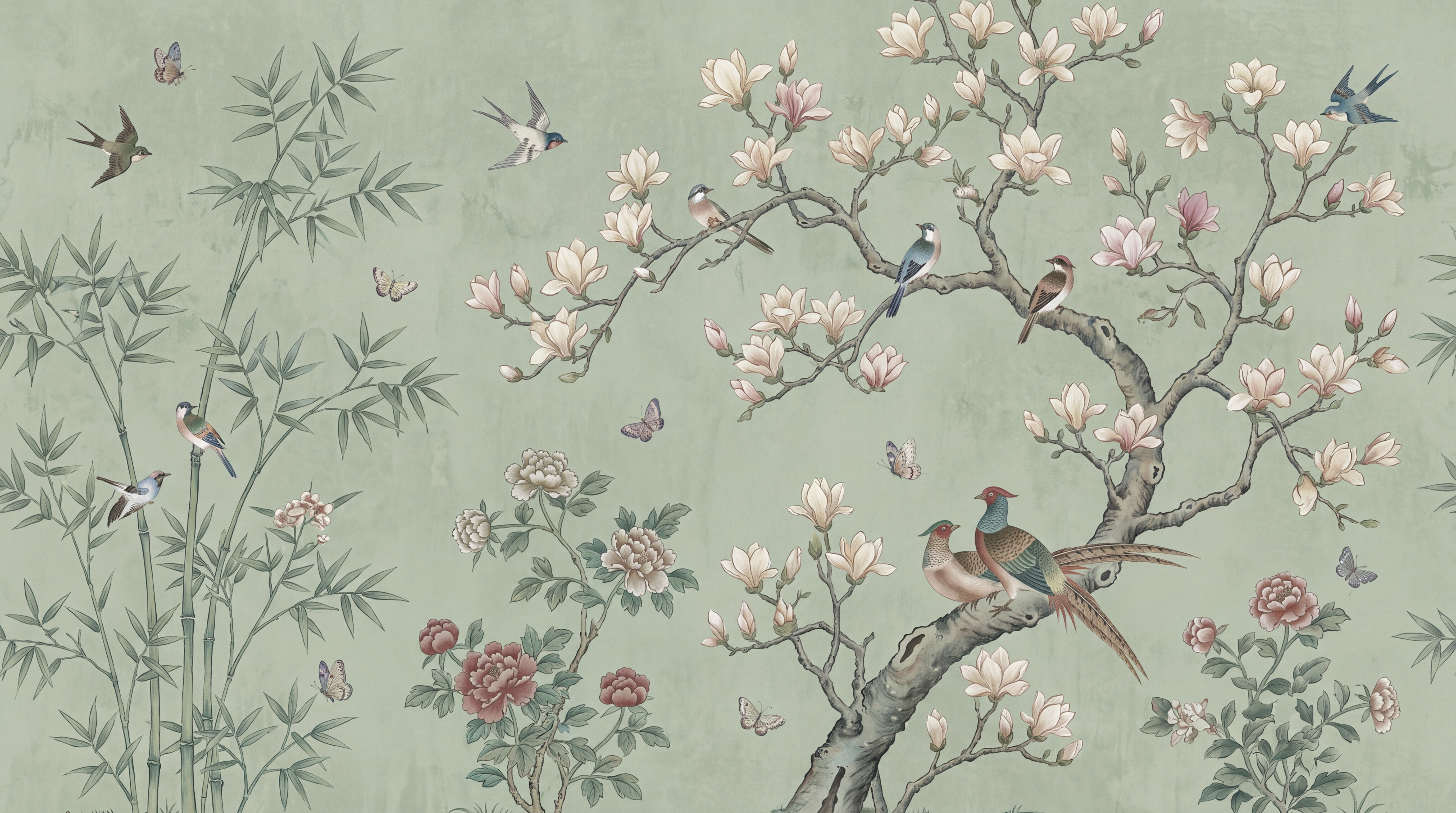 Sage Green Abstract Forms Organic Wallpaper Mural, Peel-and-stick Finish