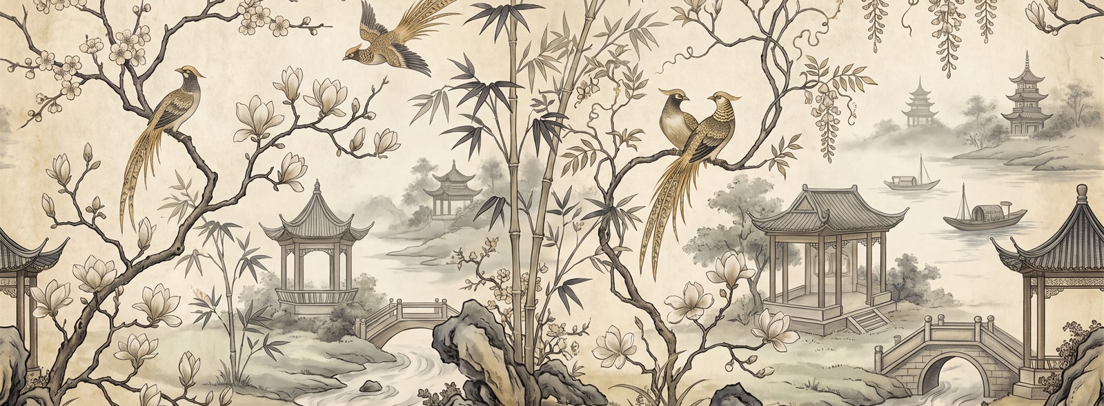 Neutral Abstract Forms Wallpaper Mural Illustrated Wallpaper Mural Accent-wall-wallpaper-murals, Peel-and-stick Finish