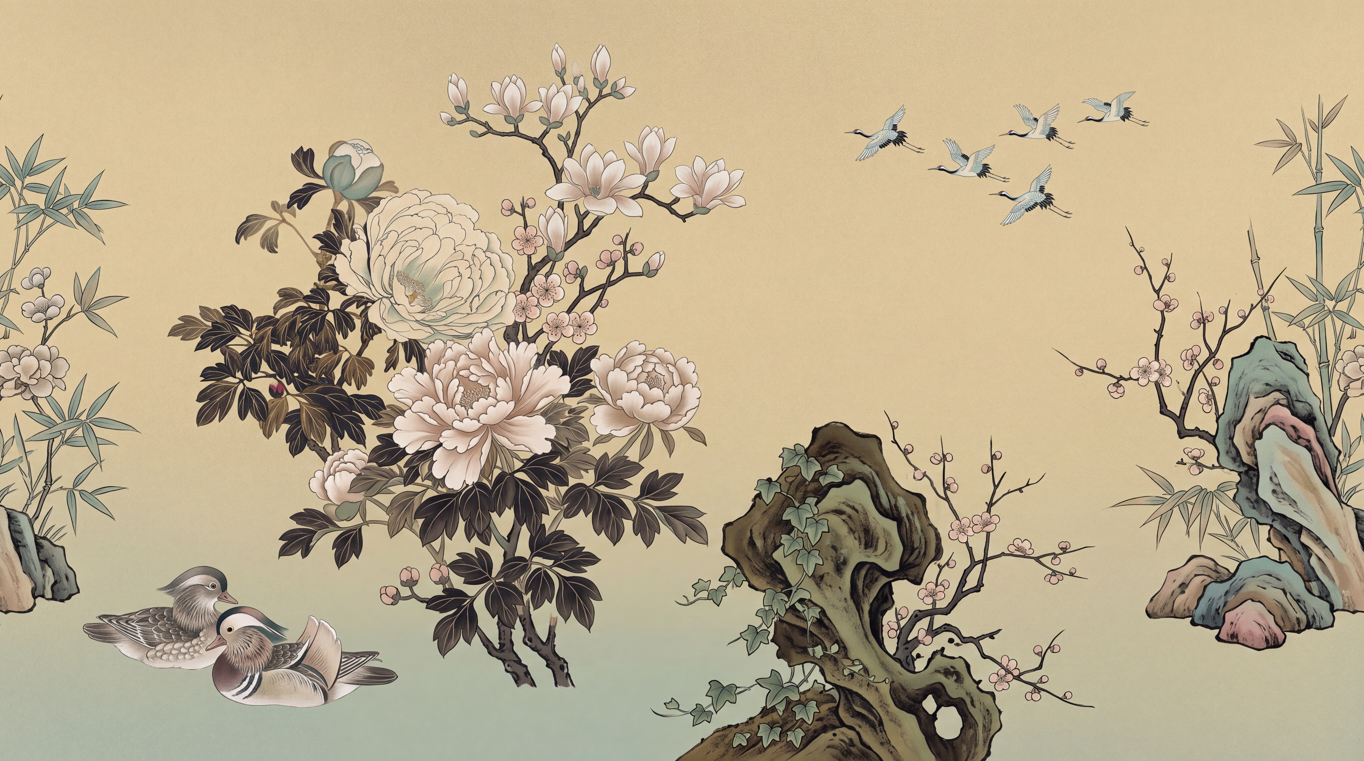A Balanced Neutral Abstract Forms Organic Wallpaper Mural, Peel-and-stick Finish