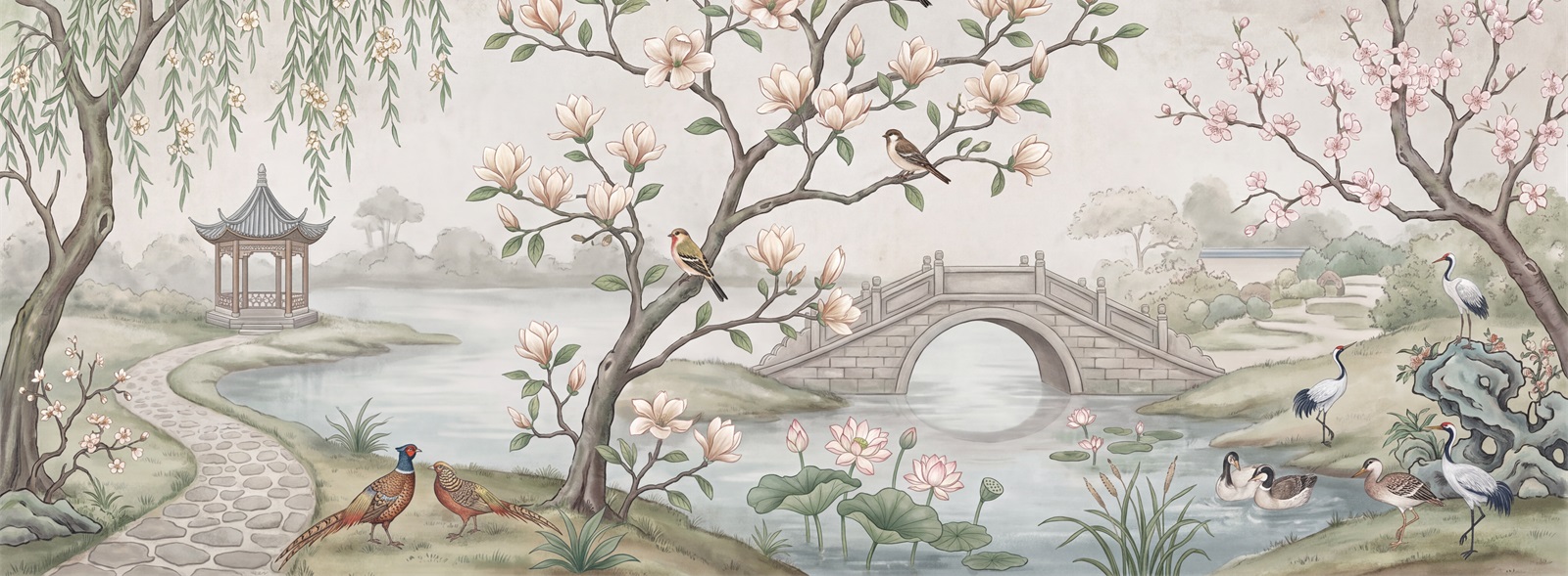 Ivory Abstract Forms Wallpaper Mural Feature-wall-wallpaper-murals, Peel-and-stick Finish