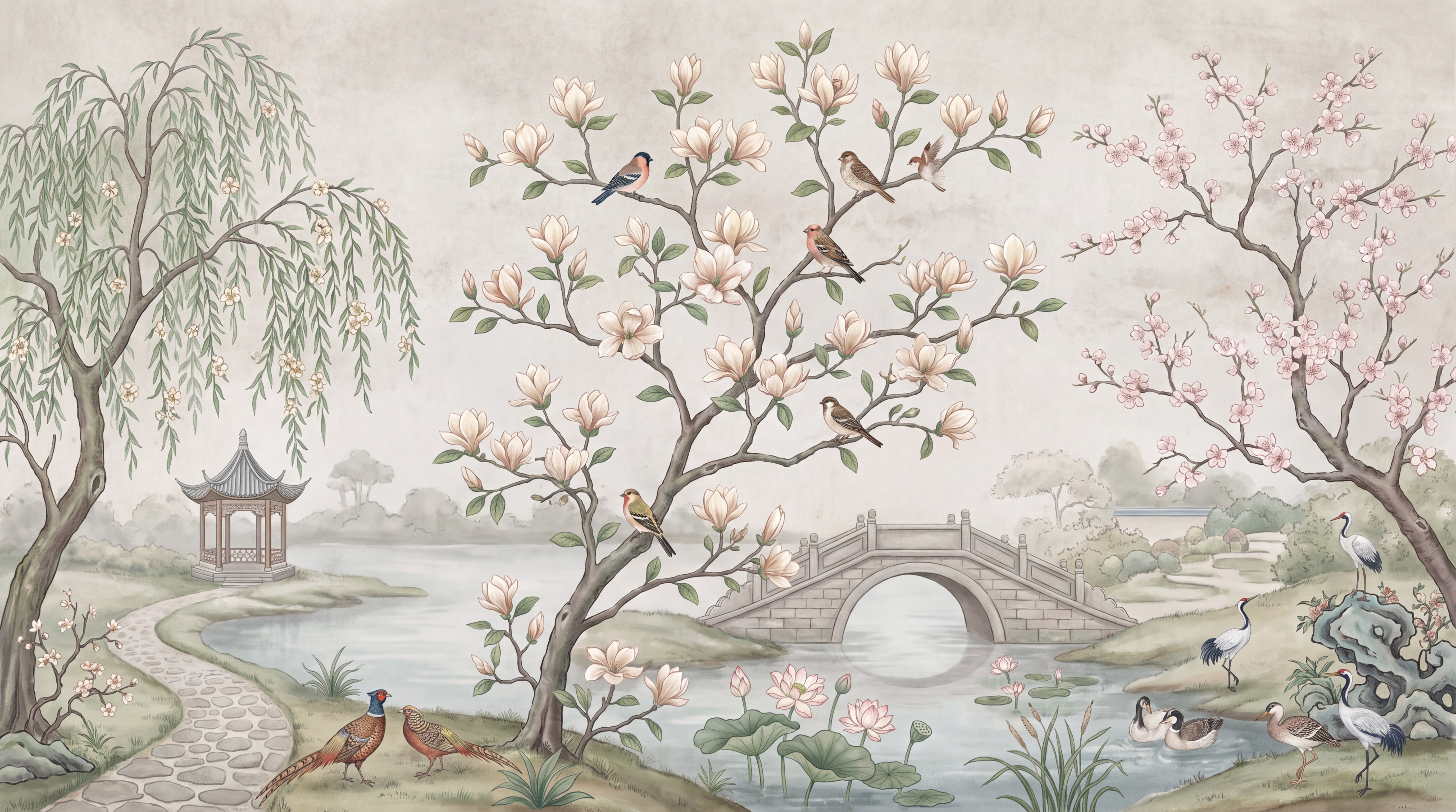 Ivory Abstract Forms Wallpaper Mural Feature-wall-wallpaper-murals, Peel-and-stick Finish