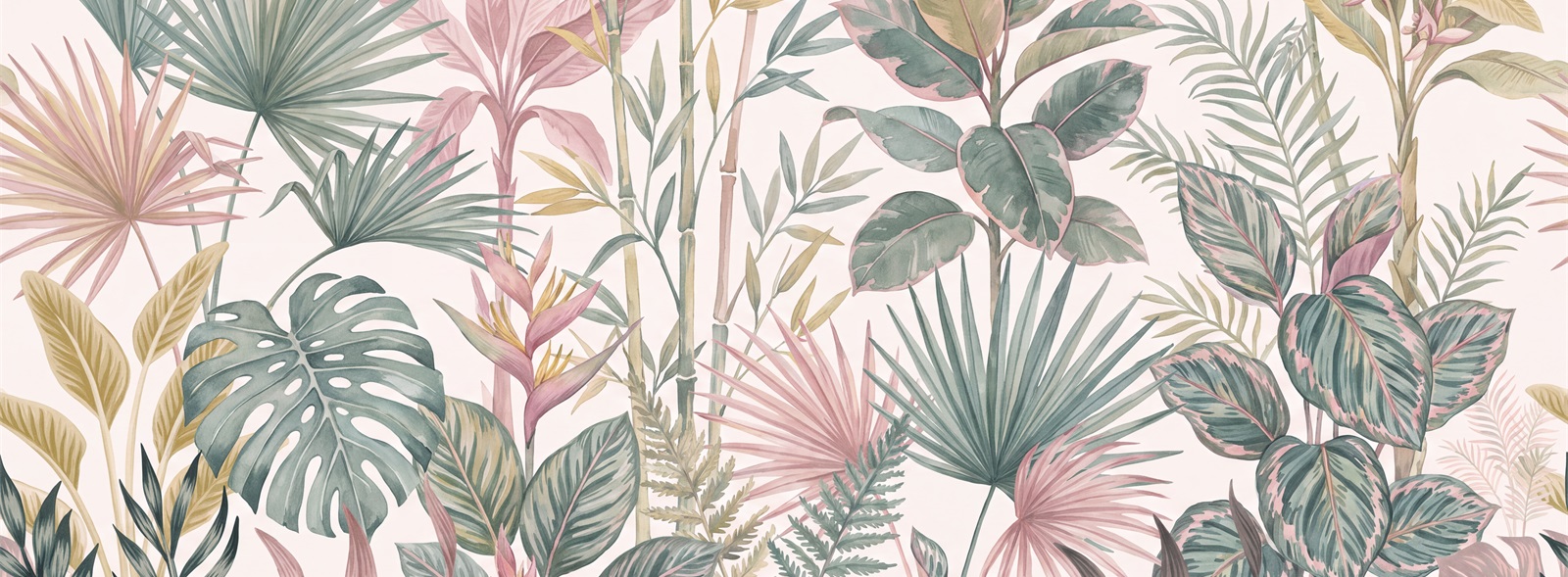 Soft Pastel And Neutral Abstract Forms Wallpaper Layered Leaves Accent-wall-wallpaper-murals, Peel-and-stick Finish