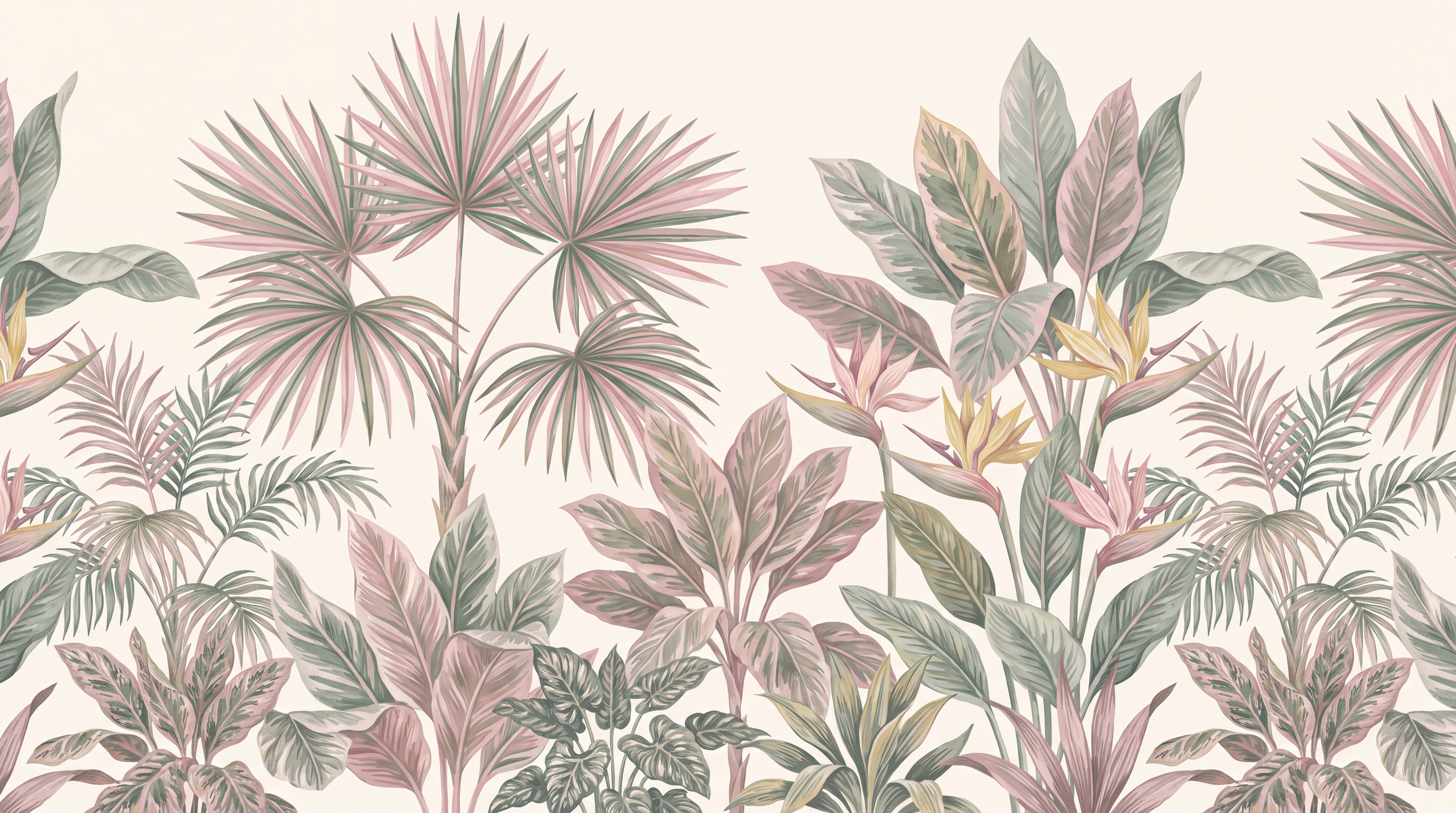 Neutral Decorative Patterning Illustrated Wallpaper Mural, Peel-and-stick Finish