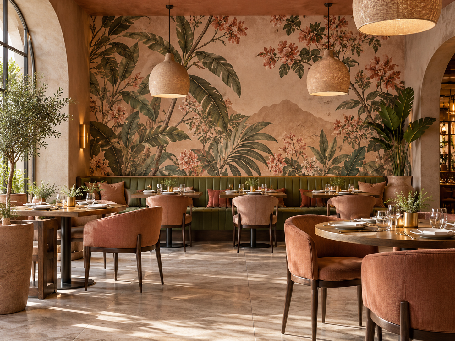 Restaurant Feature Wall custom wallpaper project inspiration